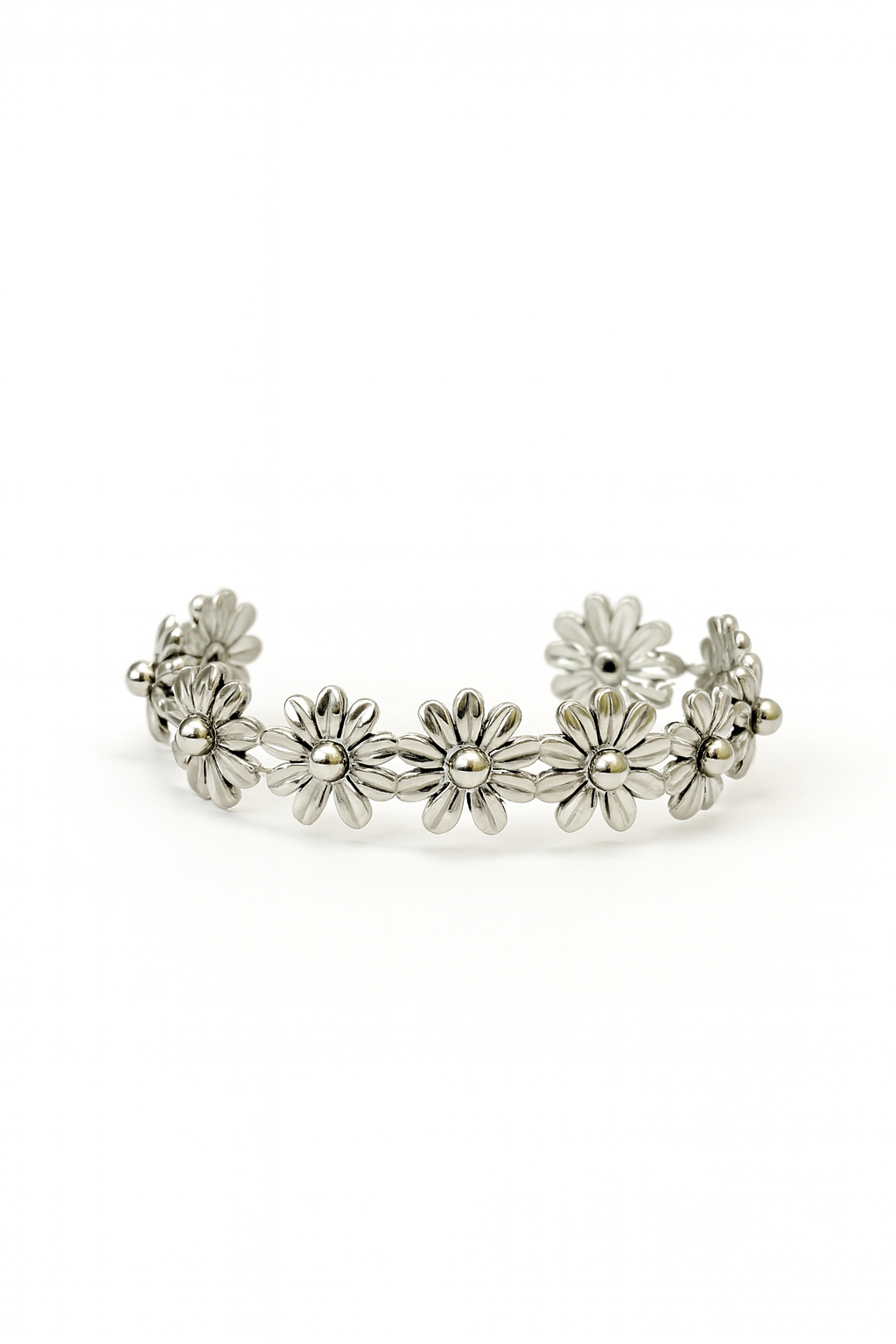 Pulseira Escrava Flores | Prateada | Aço Inoxidável