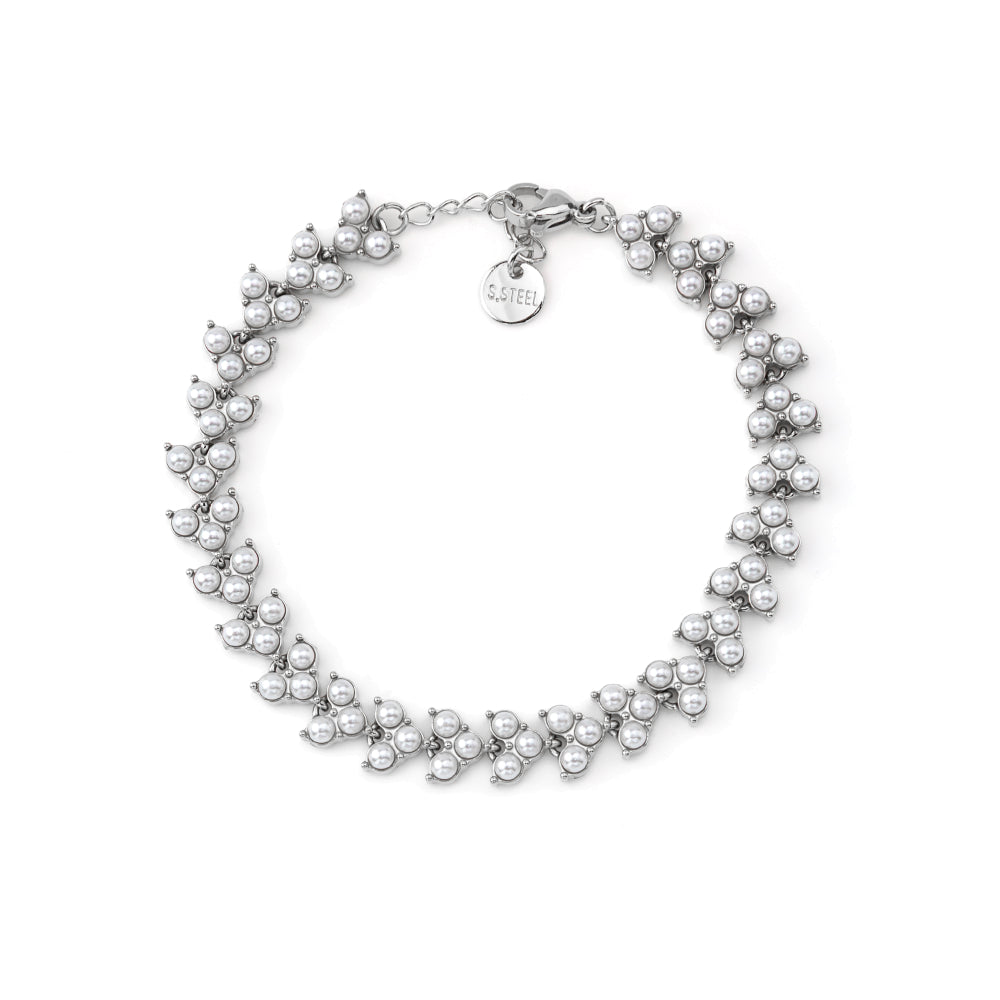 Pulseira Folhas e Mini Pérolas Dourado ou Prateado