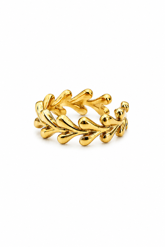Anel Ajustável Folhas Dourado ou Prateado