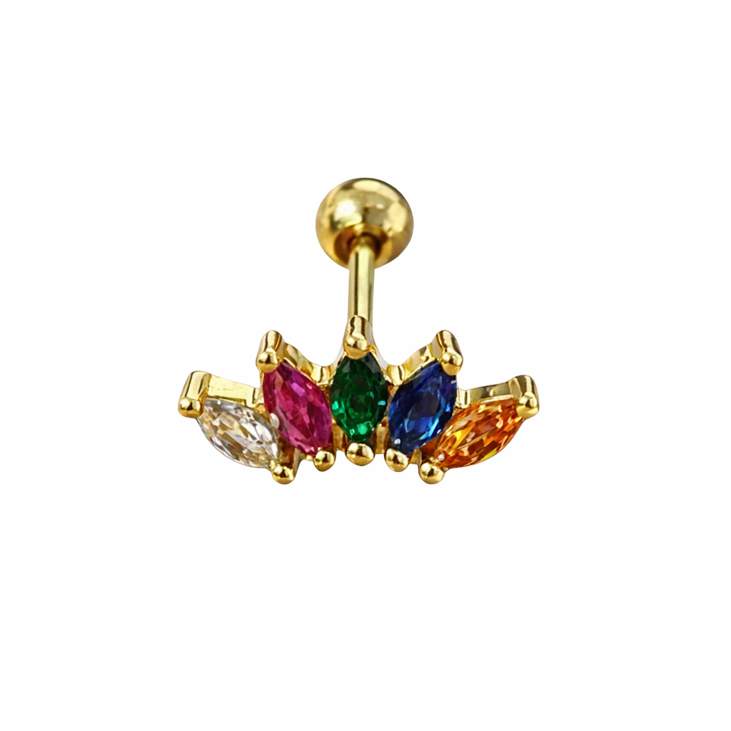 Piercing Brilhantes Coloridos Dourado