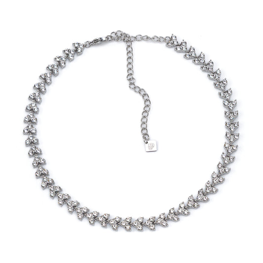 Colar Folhas Brilhantes Prateado