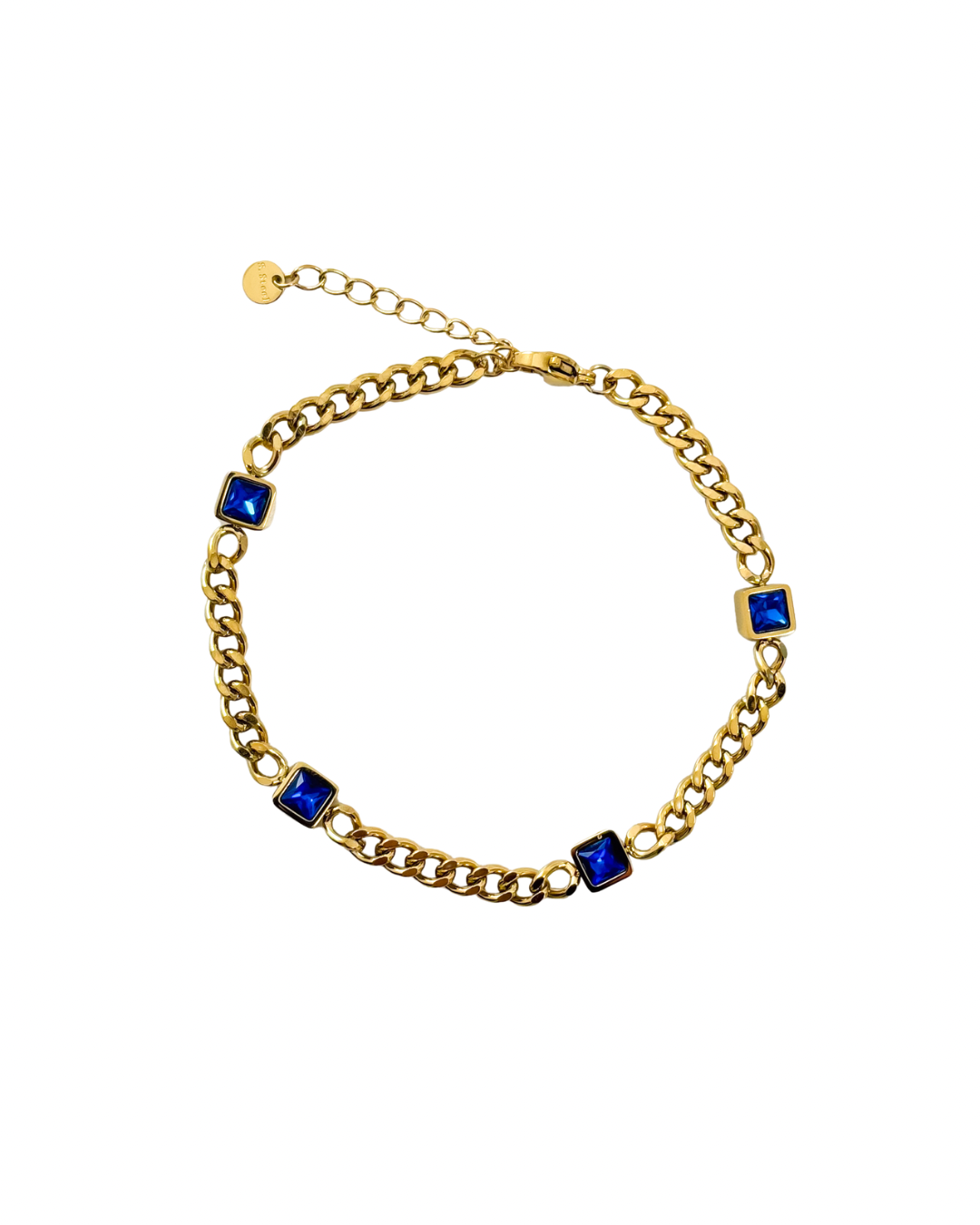 Pulseira Corrente Azul Dourada