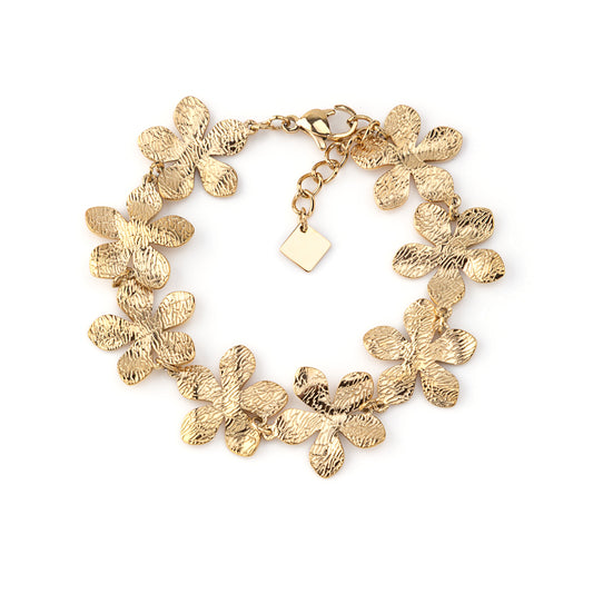 Pulseira Flores Trabalhada Dourado ou Prateado
