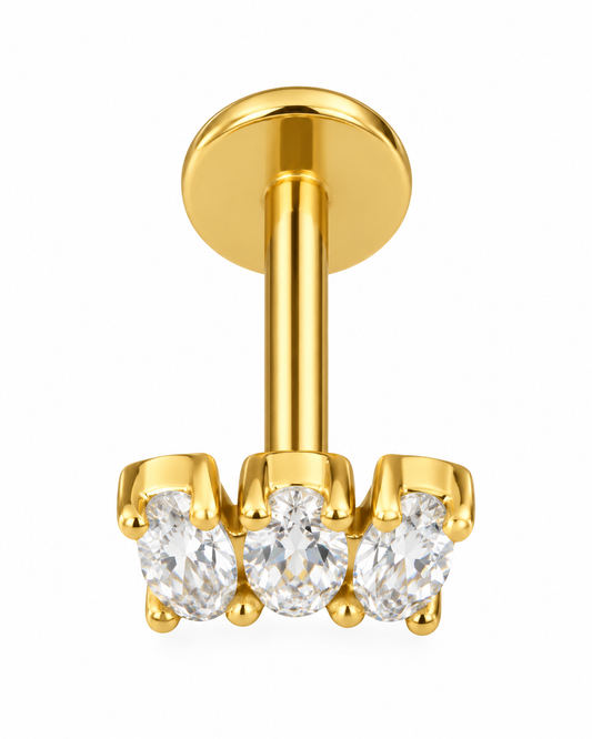 Piercing 3 Brilhos Dourado ou Prateado
