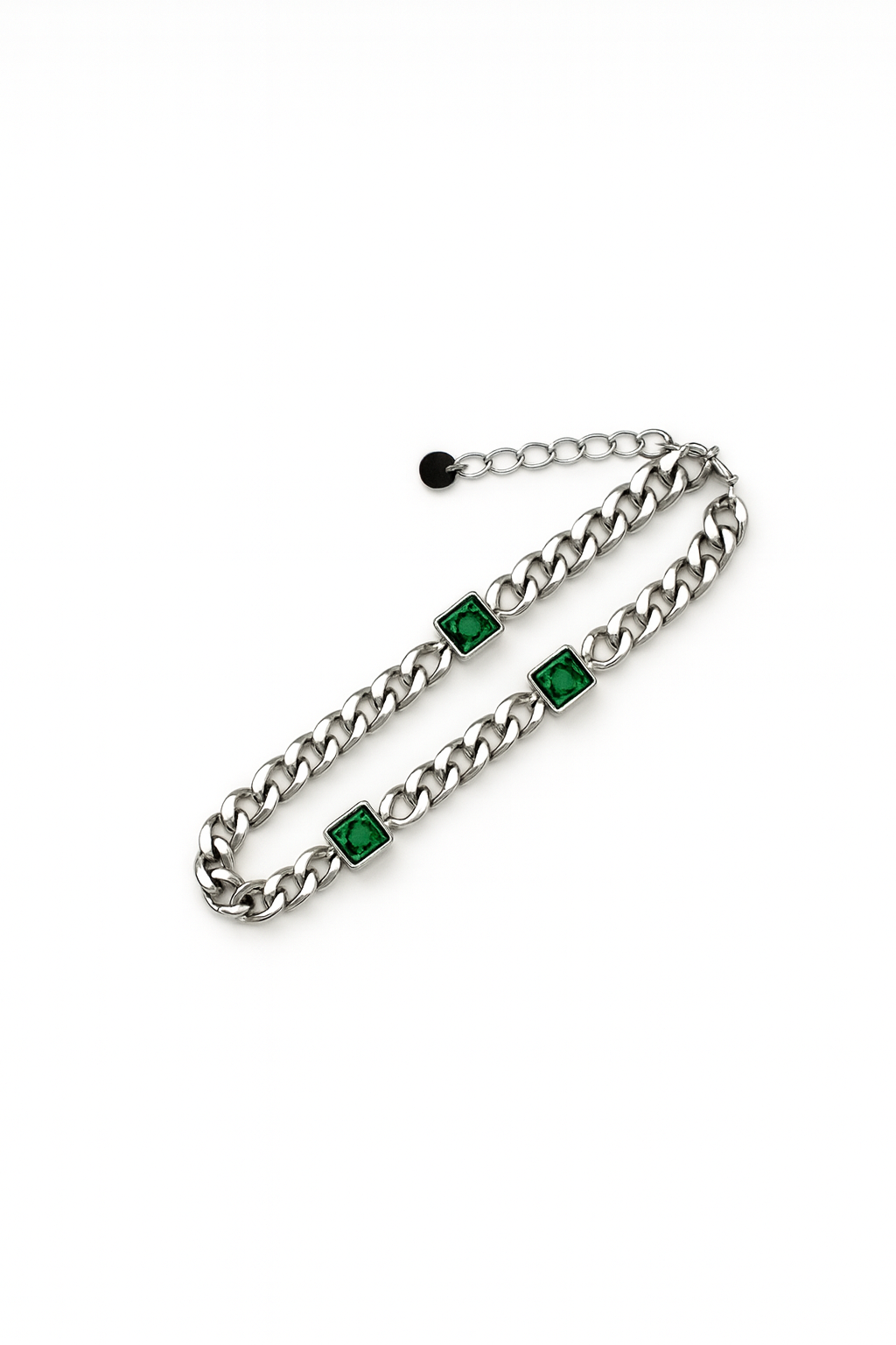 Pulseira Corrente | Prateado com Vermelho ou Verde | Aço Inoxidável