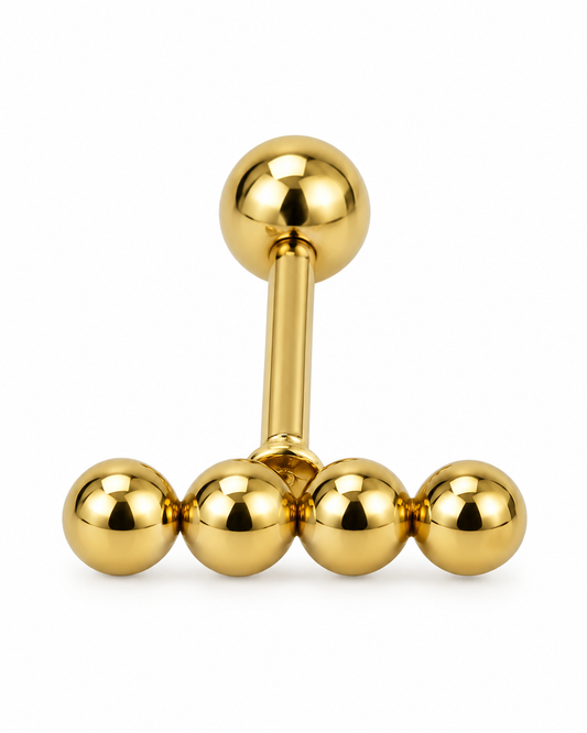 Piercing Travessão Bolinhas Dourado ou Prateado