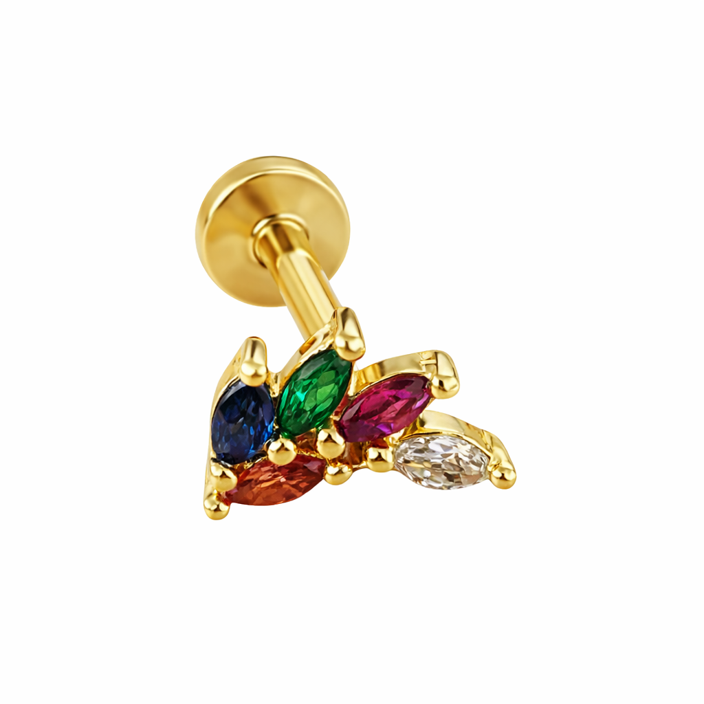Piercing Folha Colorida Dourado