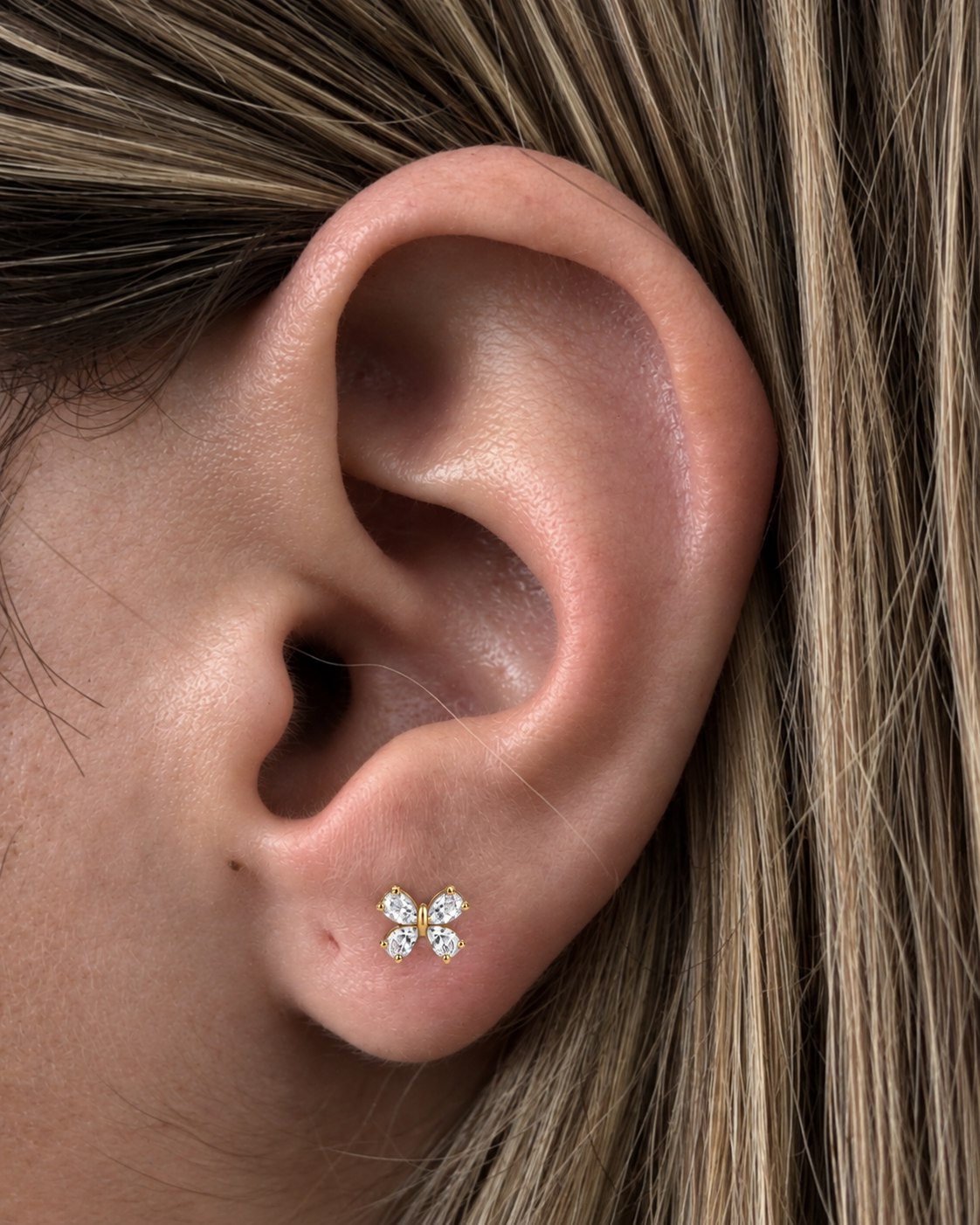 Piercing Borboleta Dourado ou Prateado
