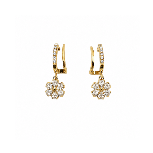 Brincos Duplos com Flor Dourado ou Prateado