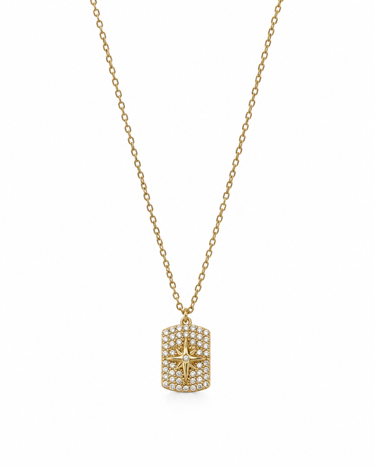 Colar Estrela Brilhantes Dourado