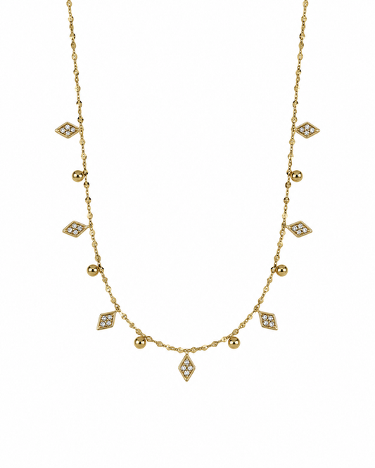 Colar Pendentes Losango Dourado ou Prateado