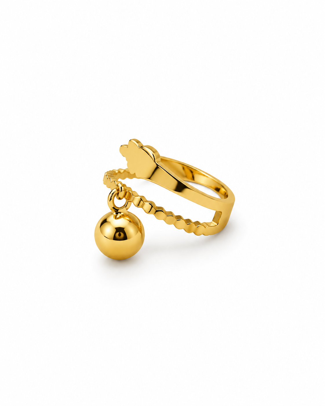 Anel Pendente Bolinha Dourado