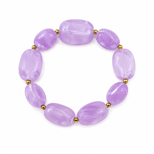 Pulseira Pedra Roxa Dourado