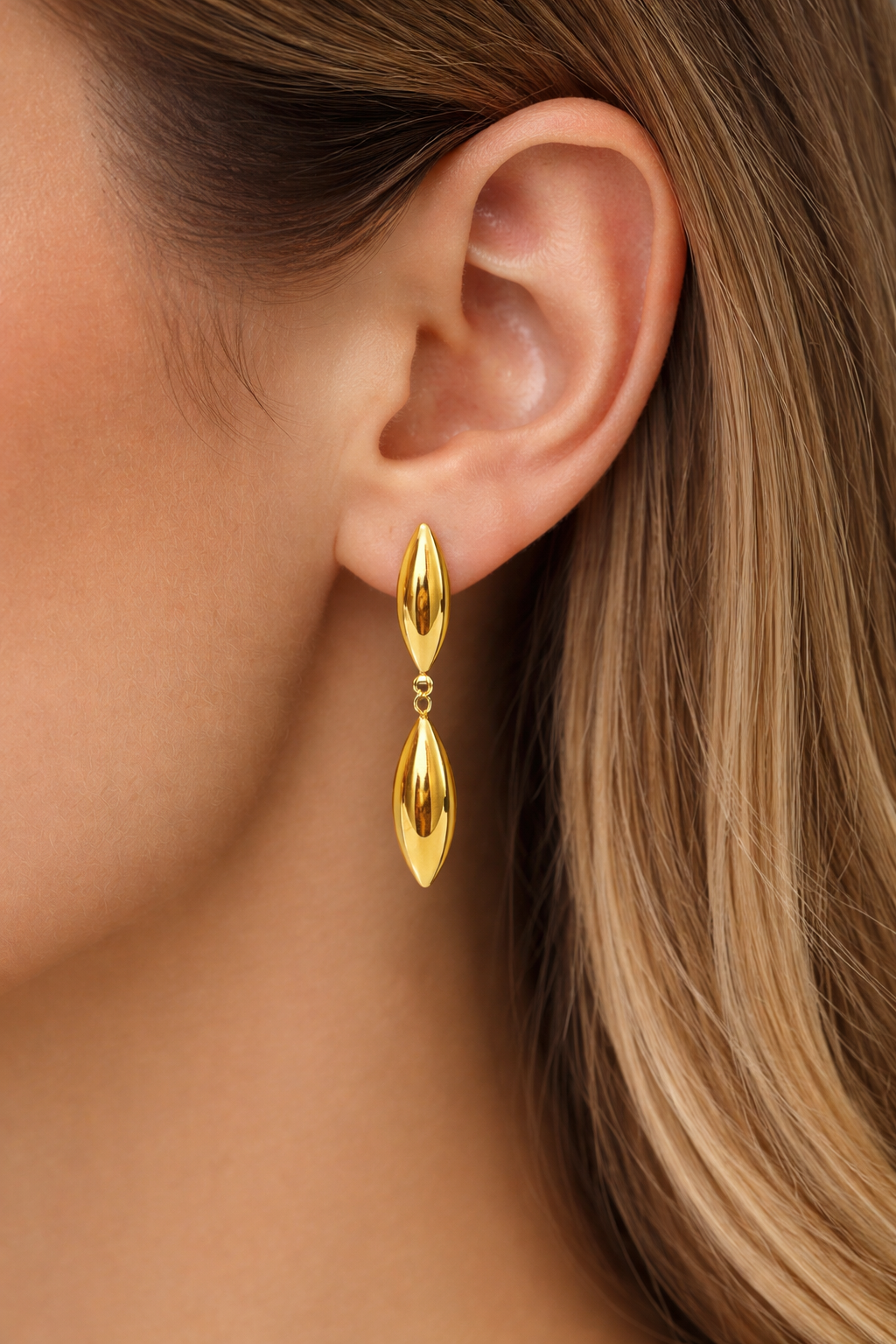 Pendientes de oro con doble gota