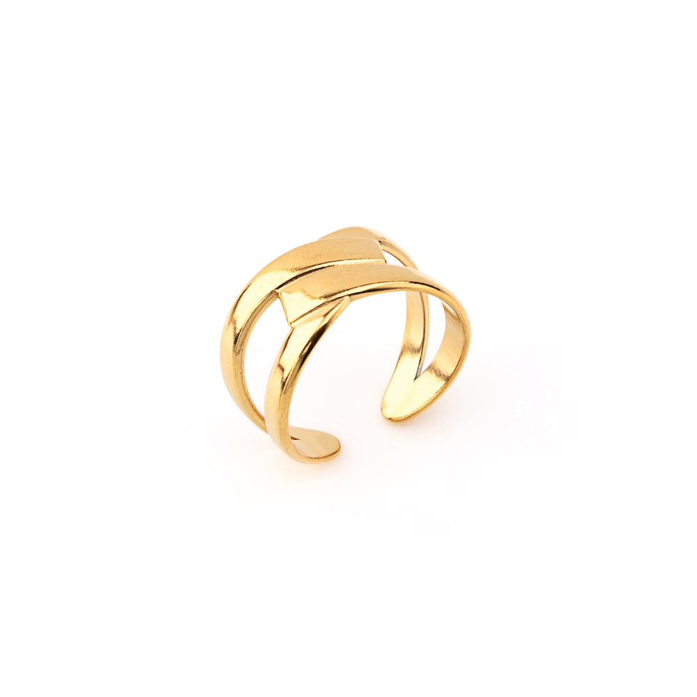 Anel Ajustável Entrelaçado Dourado ou Prateado