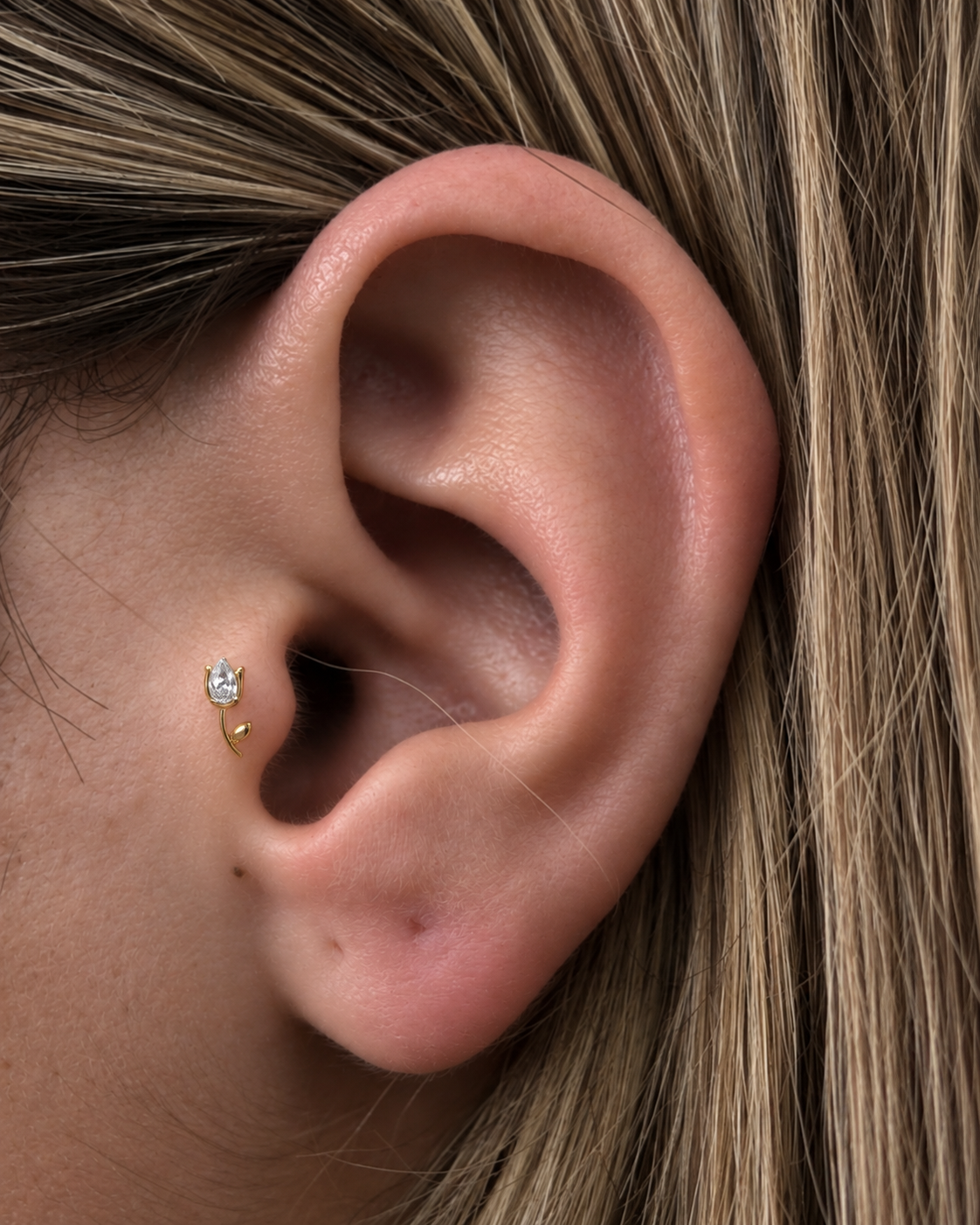 Piercing Tulipa Dourado ou Prateado