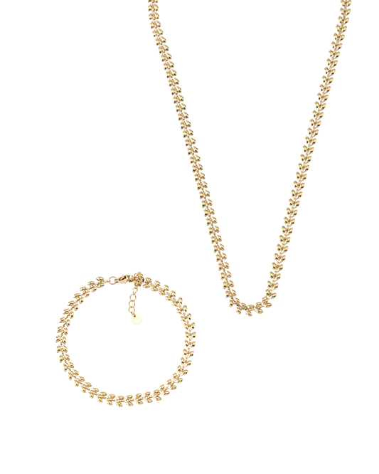 Conjunto Folhas Dourado ou Prateado