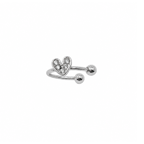 Earcuff Coração Dourado ou Prateado