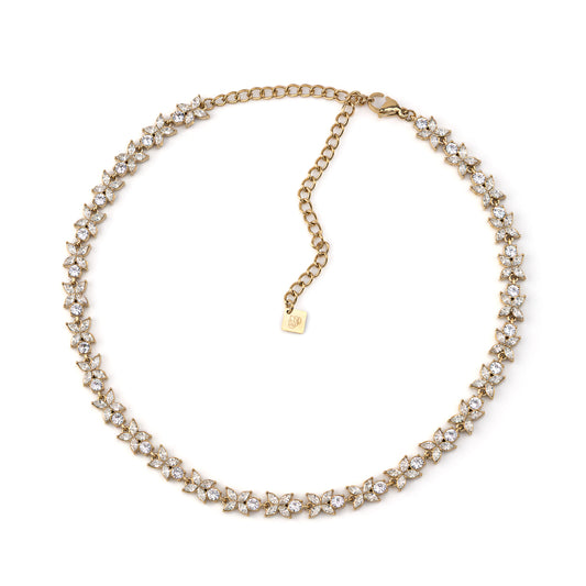 Colar Folhas Brilhantes Dourado ou Prateado