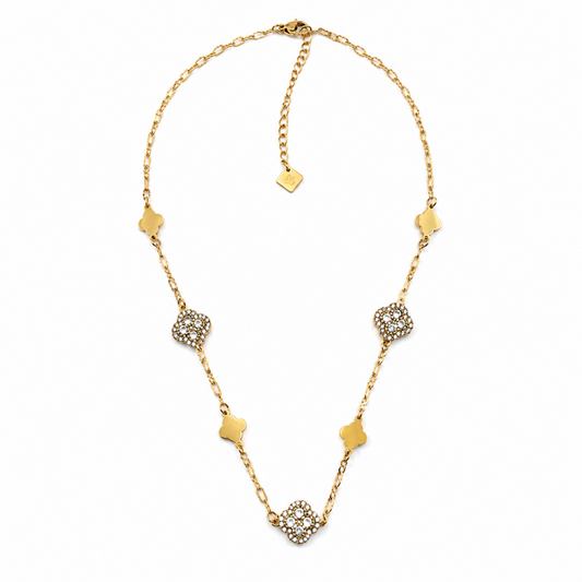 Colar Trevos Brilhantes Dourado ou Prateado