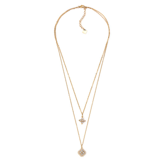 Colar Duplo Trevo Dourado ou Prateado