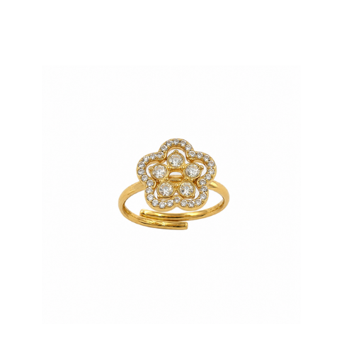 Anel Ajustável Flor Brilhantes Dourado ou Prateado