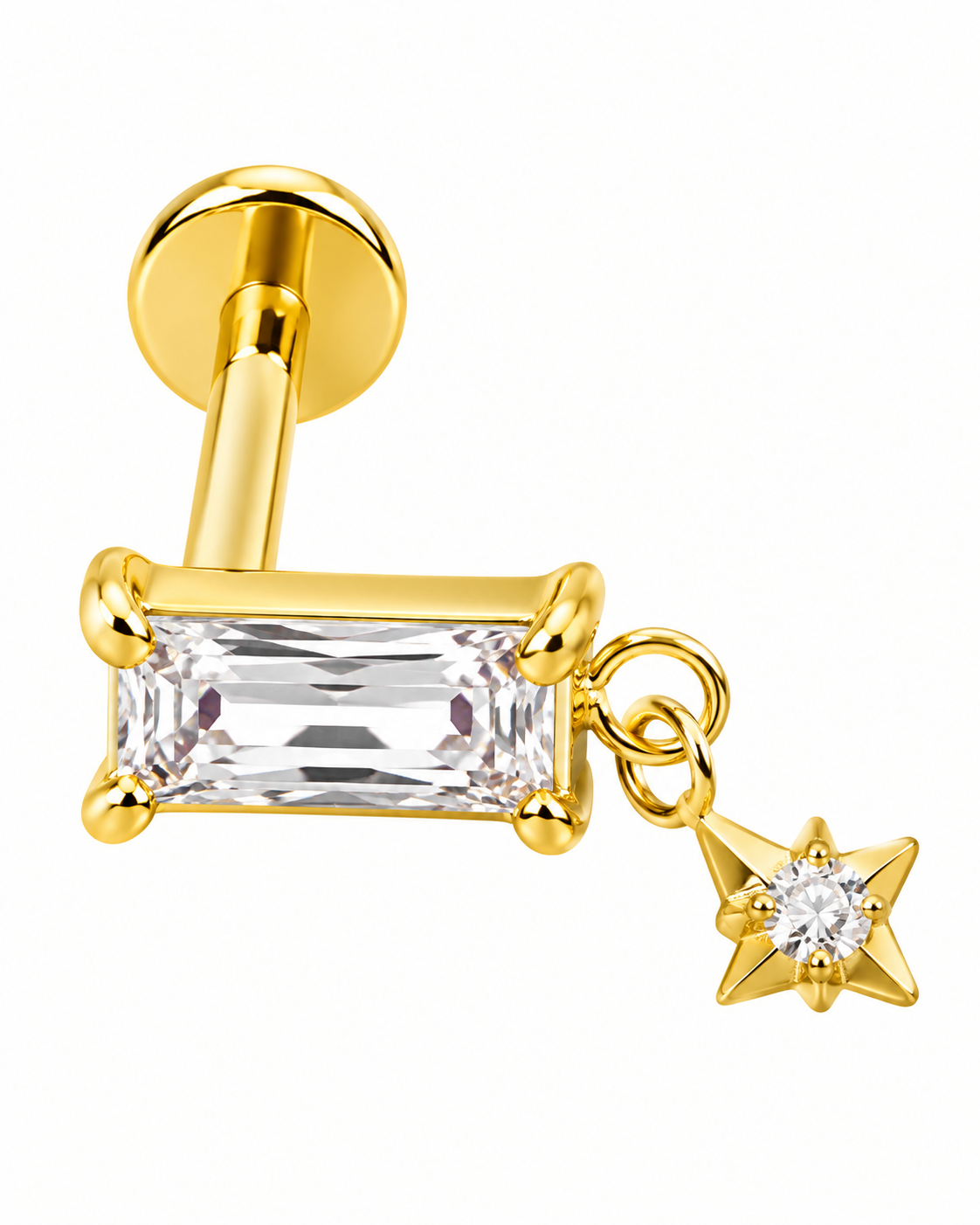 Piercing Brilhante com Pendente Dourado ou Prateado