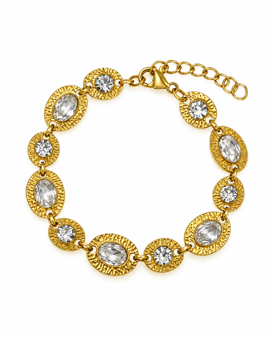 Pulseira Pedras Brancas ou Castanhas Dourado