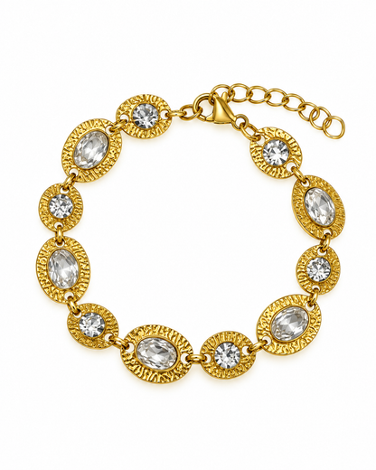 Pulseira Pedras Brancas ou Castanhas Dourado