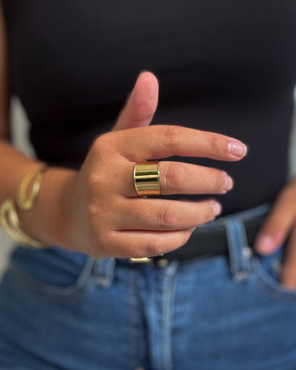 Anel Liso Ajustável | Dourado | Aço Inoxidável