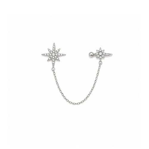 Brincos Único com Earcuff Estrela Dourado ou Prateado