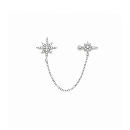 Brincos Único com Earcuff Estrela Dourado ou Prateado