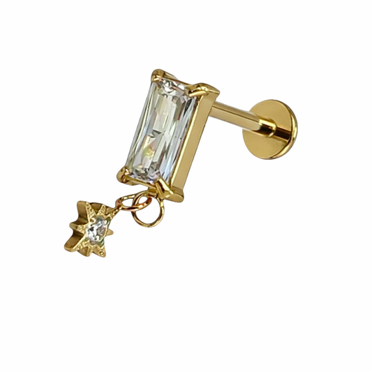 Brincos Brilhante com Pendente Dourado ou Prateado