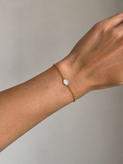 Pulseira Madrepérola Oval Dourado ou Prateado