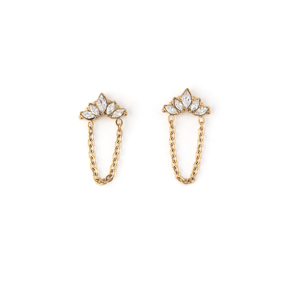 Brincos Brilhantes e Corrente Dourado ou Prateado