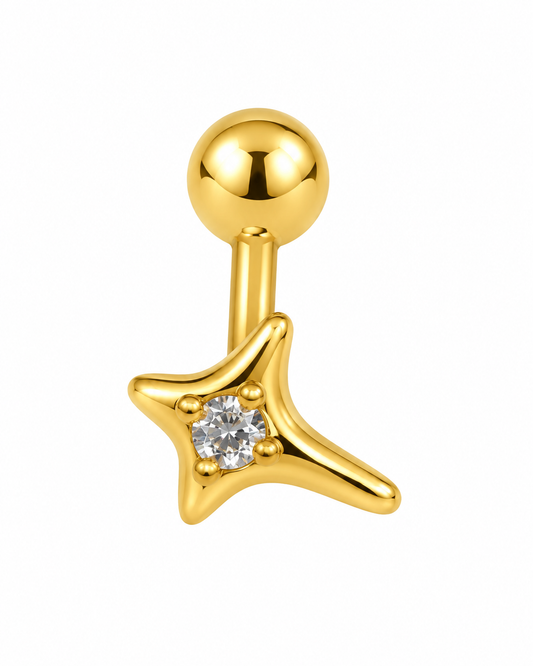 Piercing Estrela Brilhante Dourado ou Prateado