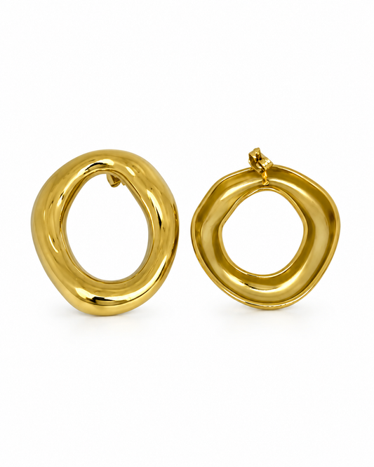 Brincos Círculo Irregular Dourado ou Prateado