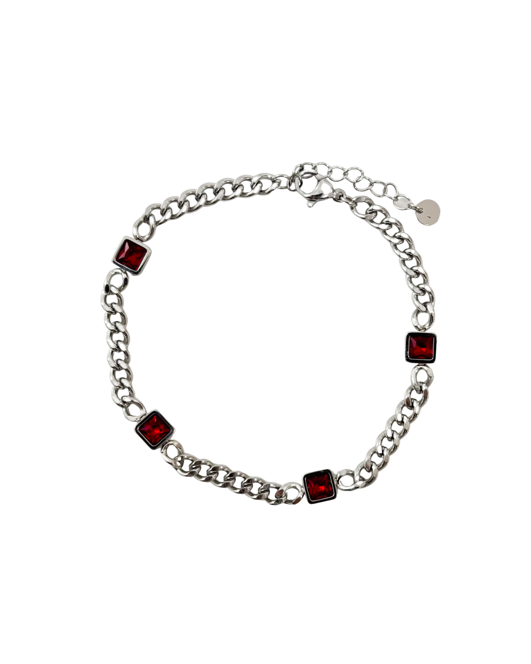 Pulseira Corrente Vermelho Prateado