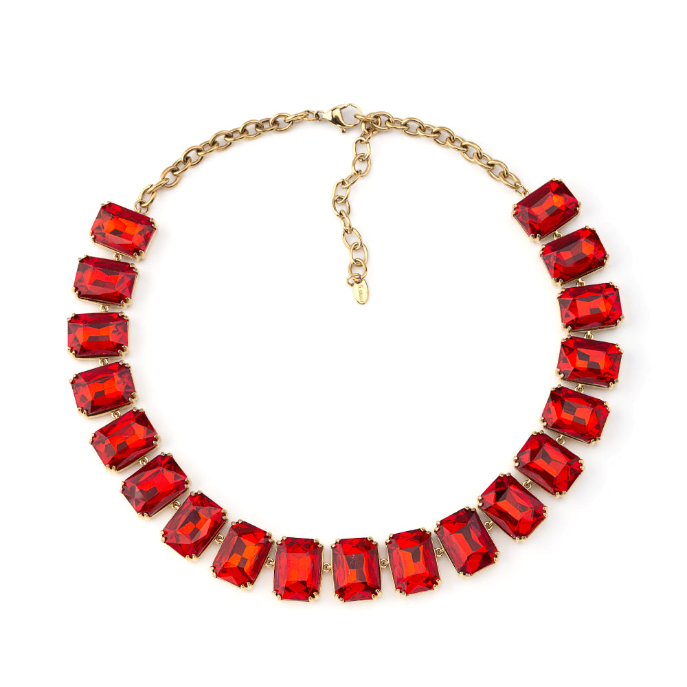 Colar Brilhantes Maxi Branco Vermelho ou Preto