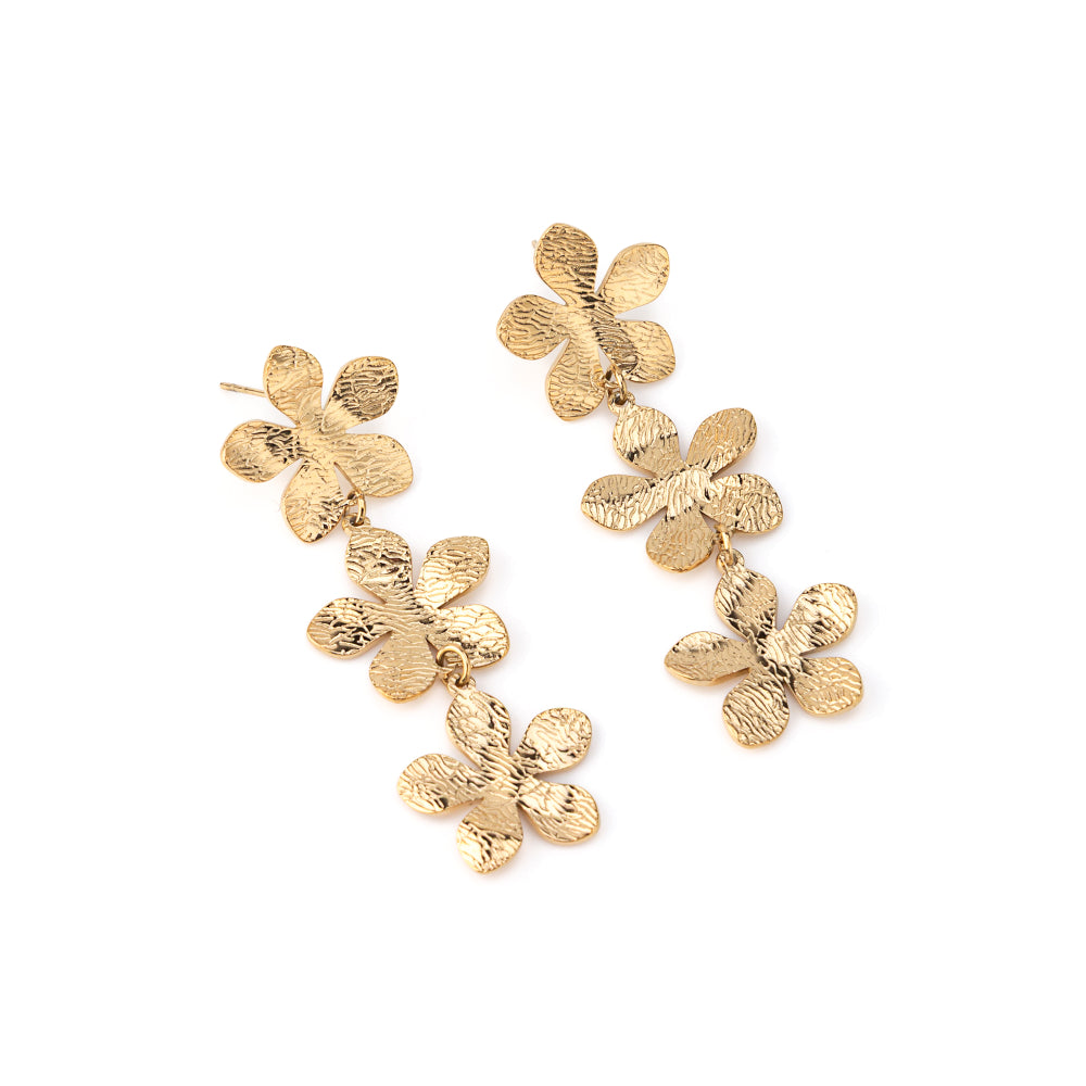 Brincos 3 Flores Dourado ou Prateado