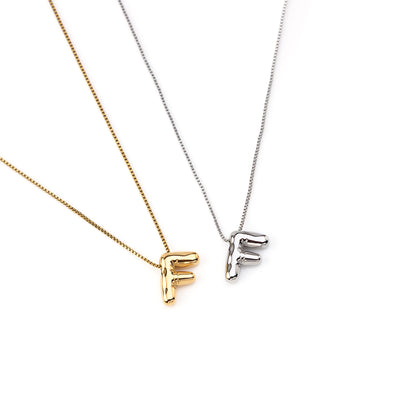 colar inicial bubble dourado aço inox 316l
Colar com letra F
colar inicial bubble prateado aço inoxidável