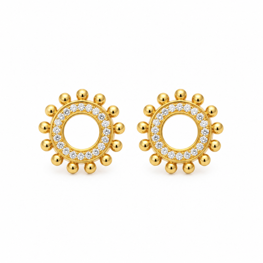 Brincos Sol Brilhantes Dourado