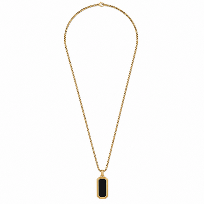 Colar Masculino Pendente Preto Dourado ou Prateado