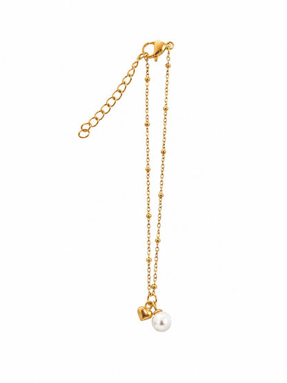 Pulseira Pérola com Pendente Dourada