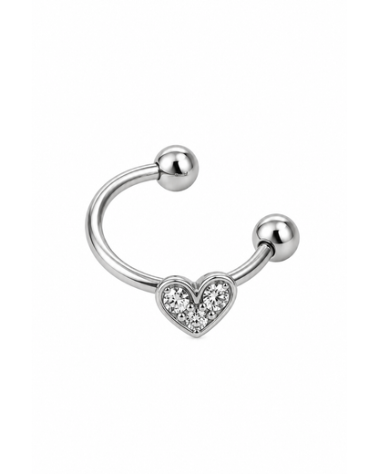 Earcuff Trevo ou Coração Prateado