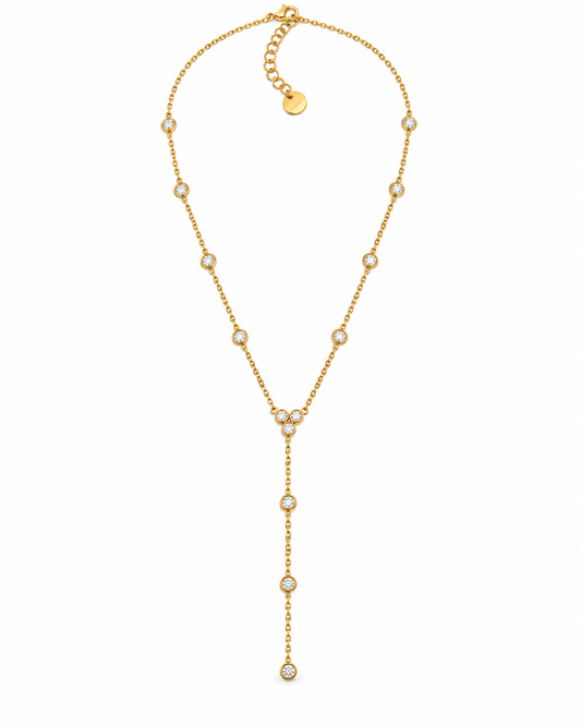 Colar Gravata Brilhantes Dourado ou Prateado