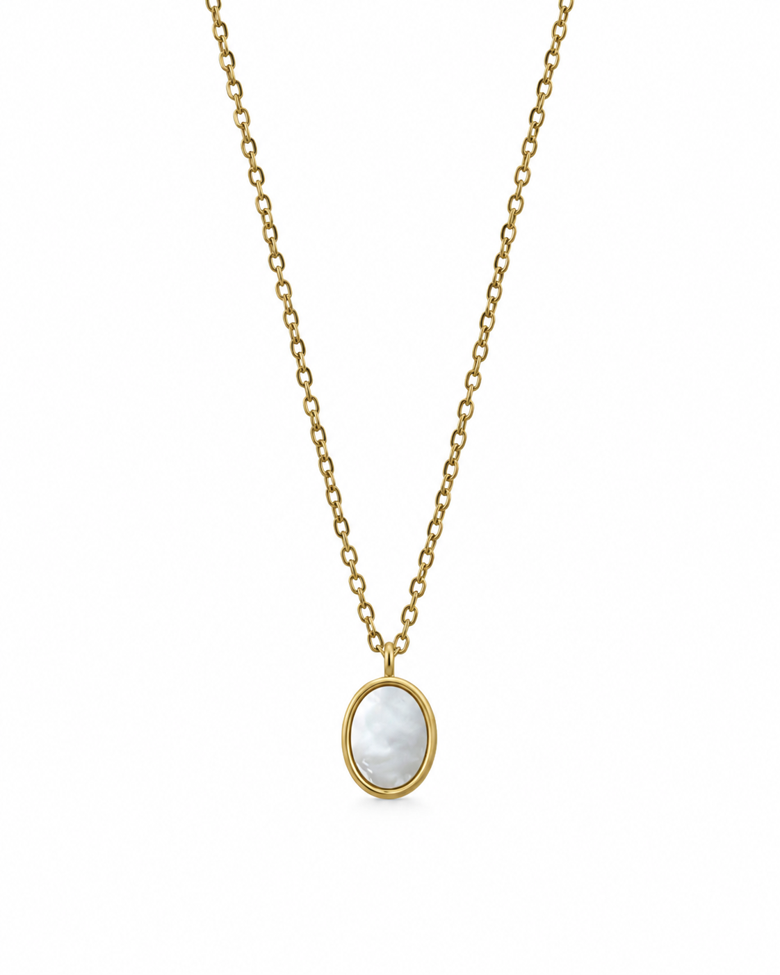 Colar Madrepérola Oval Dourado ou Prateado