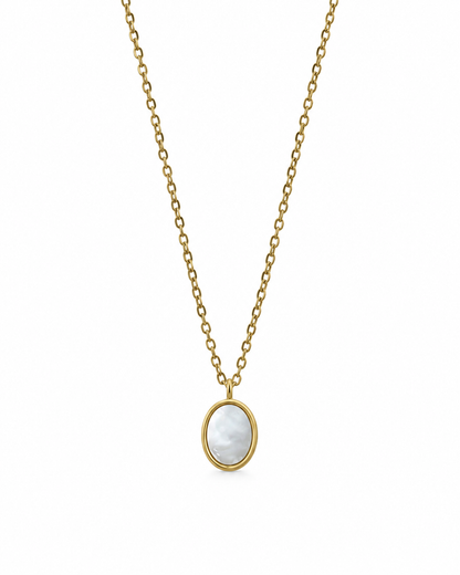 Colar Madrepérola Oval Dourado ou Prateado