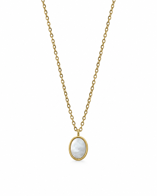 Colar Madrepérola Oval Dourado ou Prateado