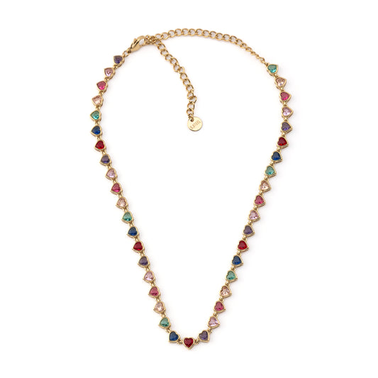 Colar Corações Dourado, Prateado ou Colorido